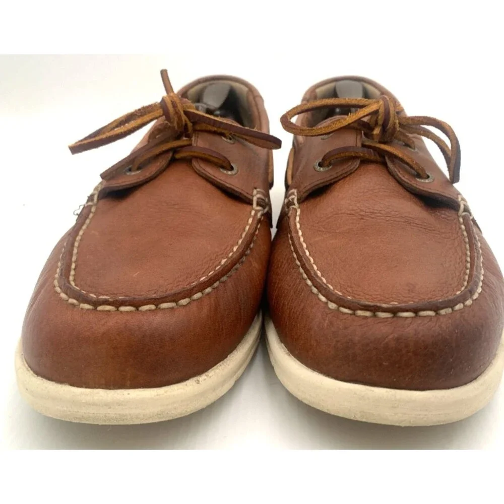 Mens Sebago Docksides Portland Size 12W Boat Shoes Brown Leather Preppy Nautical
